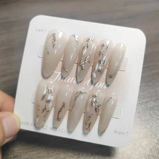 Handmadeing 10 ชิ้นGradient Cat Eye Design เล็บปลอมพร้อม Jelly Gel
