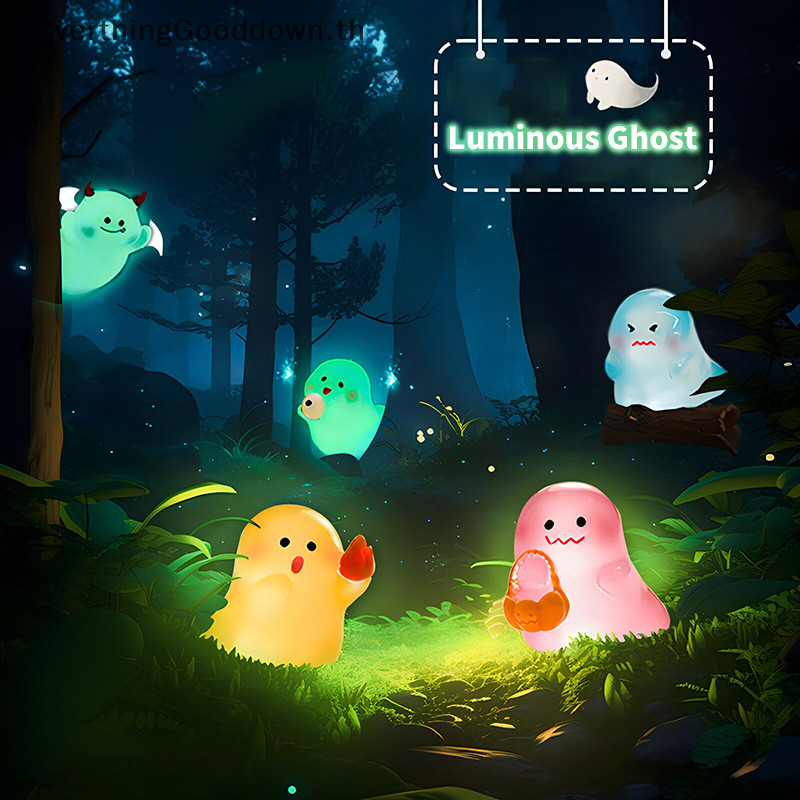 Ever Mini Luminous ฮาโลวีน Ghost เครื่องประดับตุ๊กตาการ์ตูน Micro ภูมิทัศน์ตุ๊กตารถภายในบ้านเดสก์ท็อปตกแต่ง TH