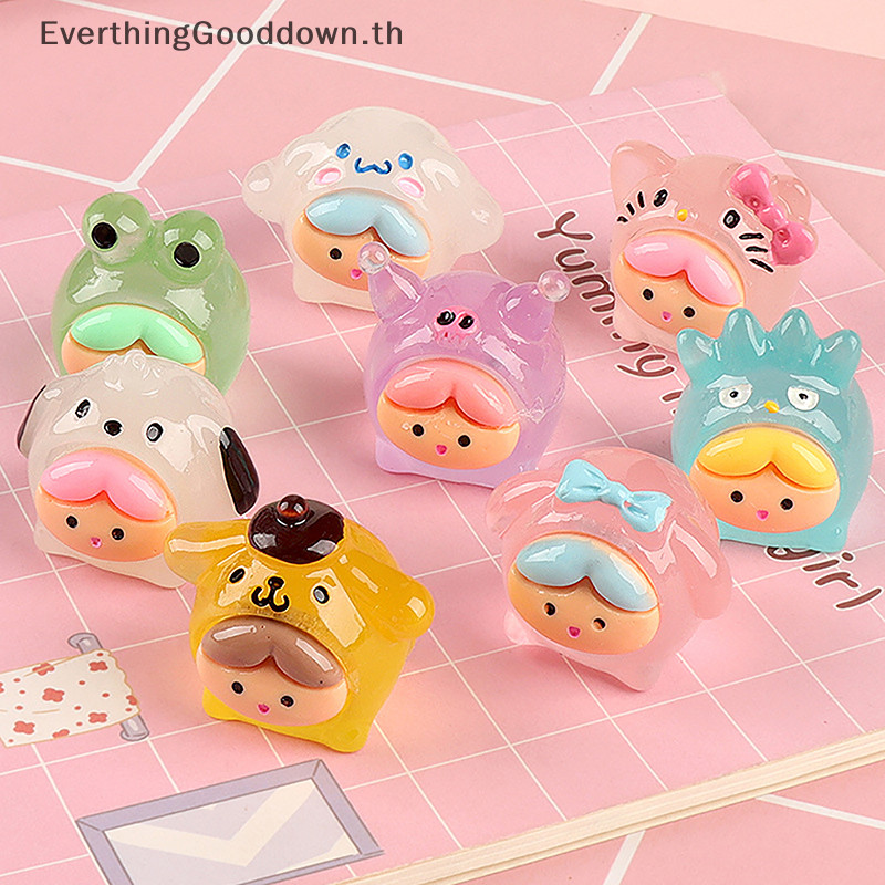 Ever การ์ตูน Luminous เป็ดเรซิ่น Cabochon Miniature Dollhouse อุปกรณ์เสริม DIY สมุดภาพหัตถกรรมตกแต่งคริสต์มาสสําหรับบ้าน TH