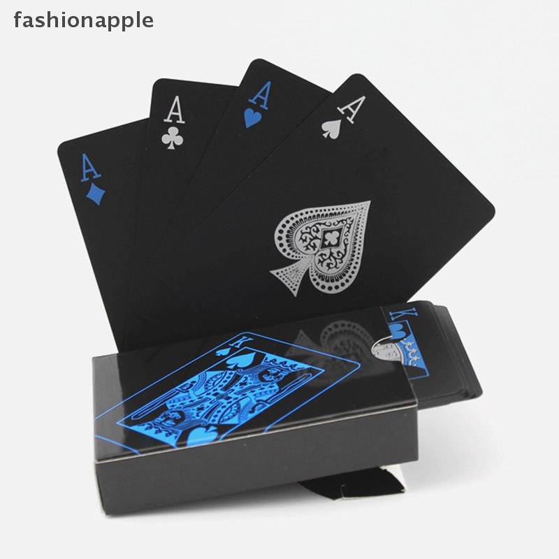 [fashionapple] พลาสติกสีดํา Magic Poker Pvc หมากรุกกันน้ําและการ์ด Leisure เกมโป๊กเกอร์อุปกรณ์เสริมเกมกระดานสต็อกใหม่