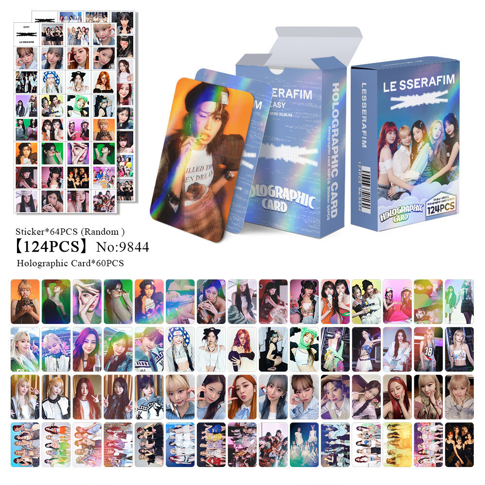 50-124pcs LE SSERAFIM Laser HOLOGRAPHIC LOMO Cards Perfect Night EASY Album Sakura CHAEWON YUNJIN KAZUHA EUNCHAE Solo Photocards Lesserafim Hologram Postcards