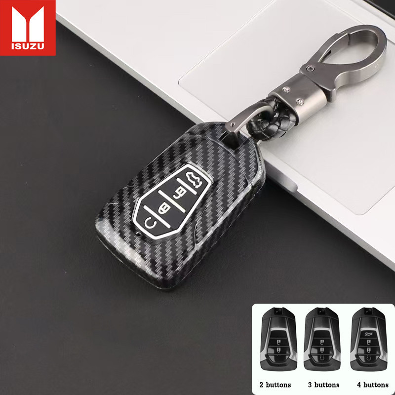 คาร์บอนไฟเบอร์รถ Remote Key สําหรับ Isuzu D-MAX/X-series/V-corss/MU-X ฝาครอบพวงกุญแจ Carbon Case