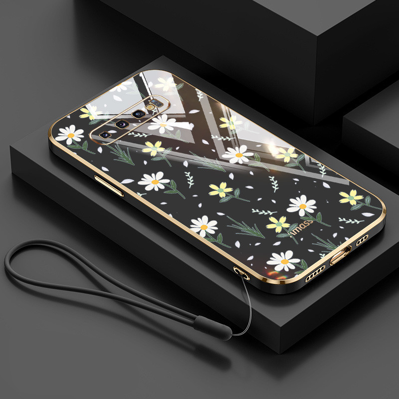 ปลอกสําหรับ Samsung Galaxy S10 S9 S8 Plus S10+ S9 + S8+ ดอกไม้ขนาดเล็กหรูหราElectroplating Anti Dropซิลิโคนโทรศัพท์ป้องกันกรณี