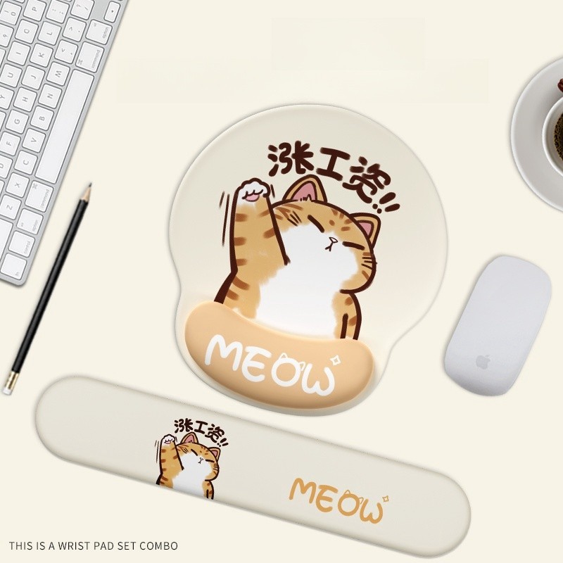 แผ่นรองเมาส์ข้อมือสนับสนุนสํานักงานแป้นพิมพ์คอมพิวเตอร์ส่วนที่เหลือการ์ตูนแมวเมาส์ข้อมือสนับสนุนซิลิโคนข้อมือ เบาะ ส่วนที่เหลือข้อมือ