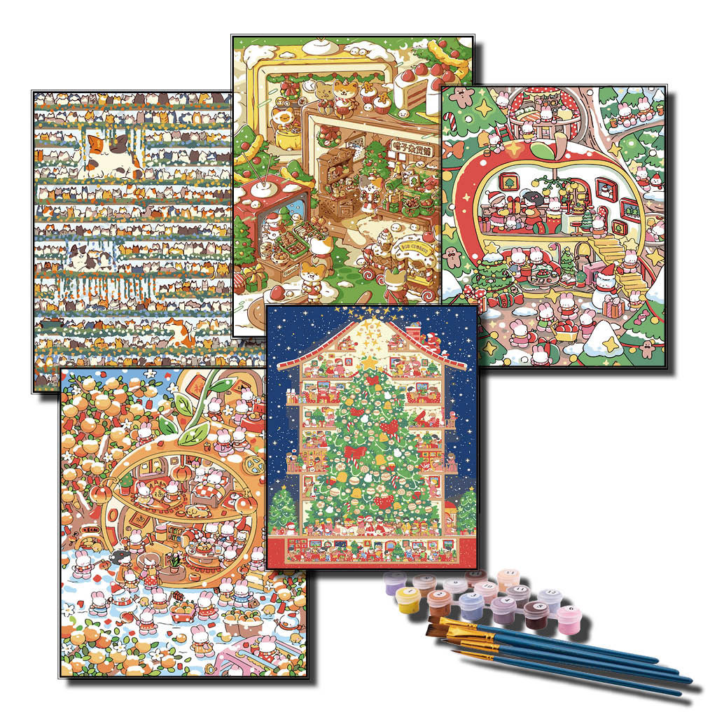 30*40 40*50ซม. DIY ภาพวาดสีน้ํามัน/ระบายสีโดยตัวเลขพร้อมผ้าใบมืออาชีพและสิ่งแวดล้อม สีเป็นมิตรกับสิ่งแวดล้อม ร้านขายของชํา
