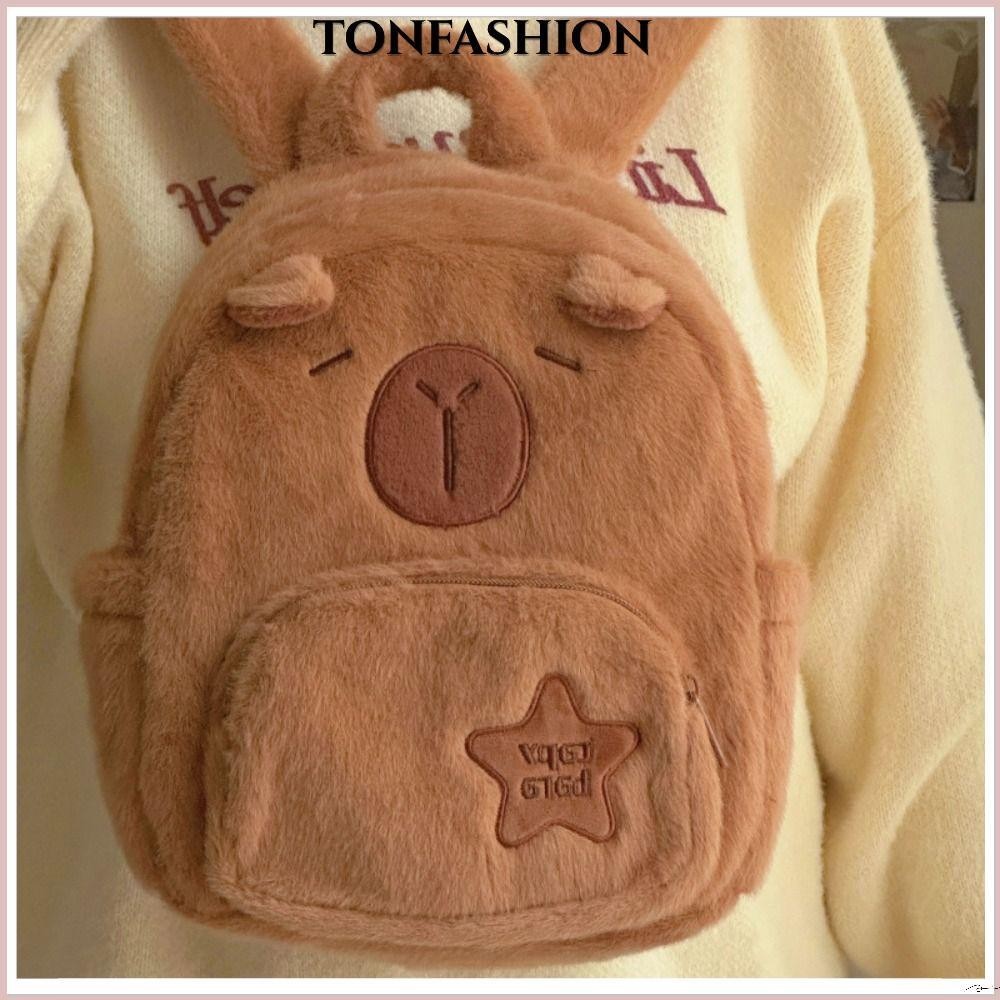 Tonfashion กระเป๋าเป้สะพายหลัง ขนาดใหญ่ จุของได้เยอะ ลายการ์ตูน Capibala น่ารัก