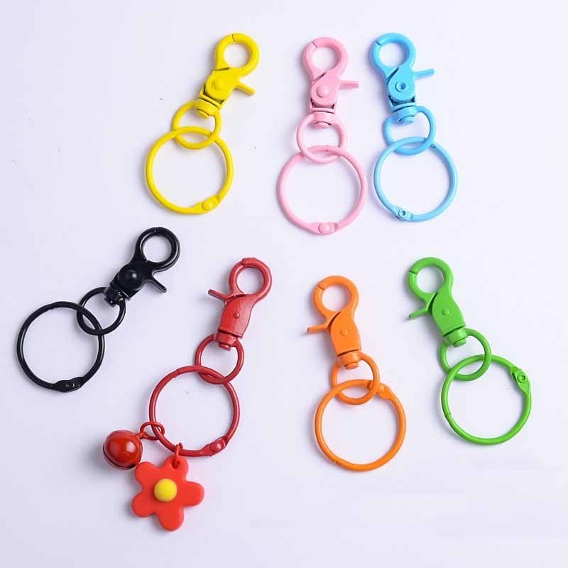 จี้ห้อยกุญแจแฮนด์เมดสี DIY โลหะผสมสังกะสีพร้อมอุปกรณ์เสริมทาสี พวงกุญแจหัวเข็มขัดกุ้งก้ามกราม