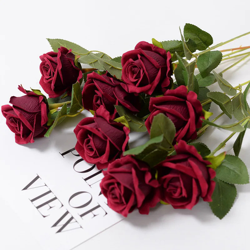 3/5/10/20pcs Roses Artificial Flowers Rose Flower Branch Artificial Red Roses Realistic Fake Rose fo