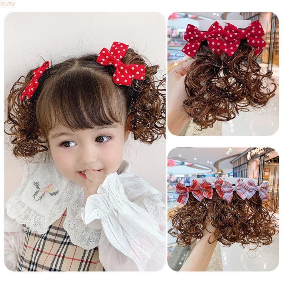 Ivory วิกผมเด็ก Hairpin ทุกวัน Curly คุณภาพสูงต่อผมเด็ก Headwear หญิงน่ารักหวานเจ้าหญิง Bowknot Hairclip