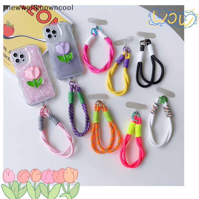 Newwellknowncool สายรัดข้อมือสําหรับโทรศัพท์ Charm อุปกรณ์เสริมเซลล์พร้อม Patch Key Lanyards ประณีตสร้อยข้อมือโทรศัพท์เครื่องประดับเชือกพวงกุญแจ AAD
