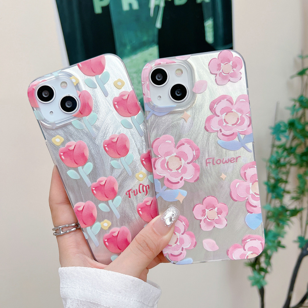 YS| เคส สำหรับ Vivo S1 Pro Y01 Y01A Y02 Y02A Y02S Y1S Y15S Y12 Y15 Y16 Y17 Y17S Y19 Y12S Y12A Y20 Y20S G Y21 Y21T Y33S Y33T Y22 Y22s Y27 Y27S Y35 Y36 Y30 Y31 Y50 Y91C Y91 Y93 Y95 Y100 Soft Full Screen Tulip Flower Feather Yarn Phone Case