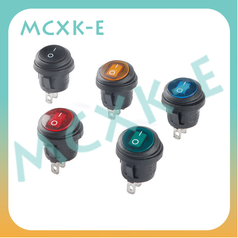 Mcxk-e รอบ KCD1 Rod-Shaped Switch สีดํา/แดง/เหลือง/น้ําเงิน/เขียว 3 Pins 2 เกียร์ 10A Silver Contact สวิตช์ปุ่มกดกันน้ํา