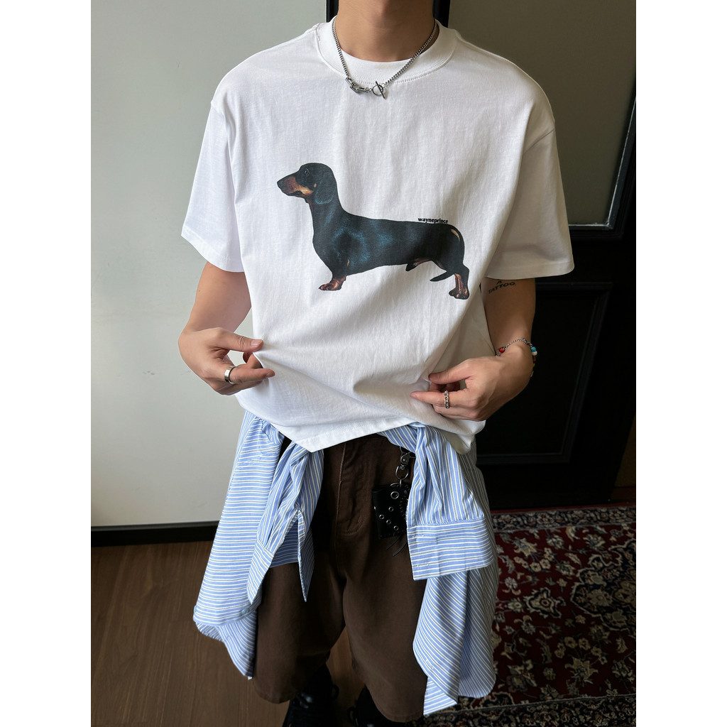 Beeyanbuy เสื้อยืด Unisex, สุนัขน่ารักพิมพ์เสื้อยืดแขนสั้นสบาย ๆ #067