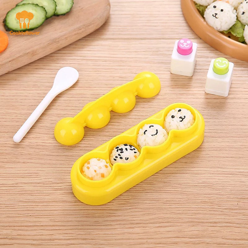CKFR 1 ชุดข้าว Mould รูปซูชิแม่พิมพ์เขย่า Mould พร้อมช้อนสาหร่ายลายนูนแม่พิมพ์สําหรับเด็ก DIY Meal Sushi เครื่องมือใหม่