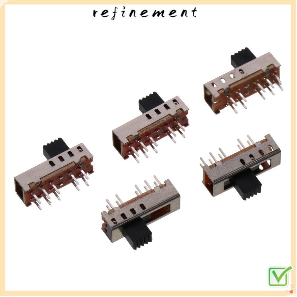 Refinement 5pcs Toggle Switch, SS-24E01 4 ตําแหน่งไมโครสไลด์สวิทช์, Miniature 5 มม.สลับแนวตั้ง 10P 2
