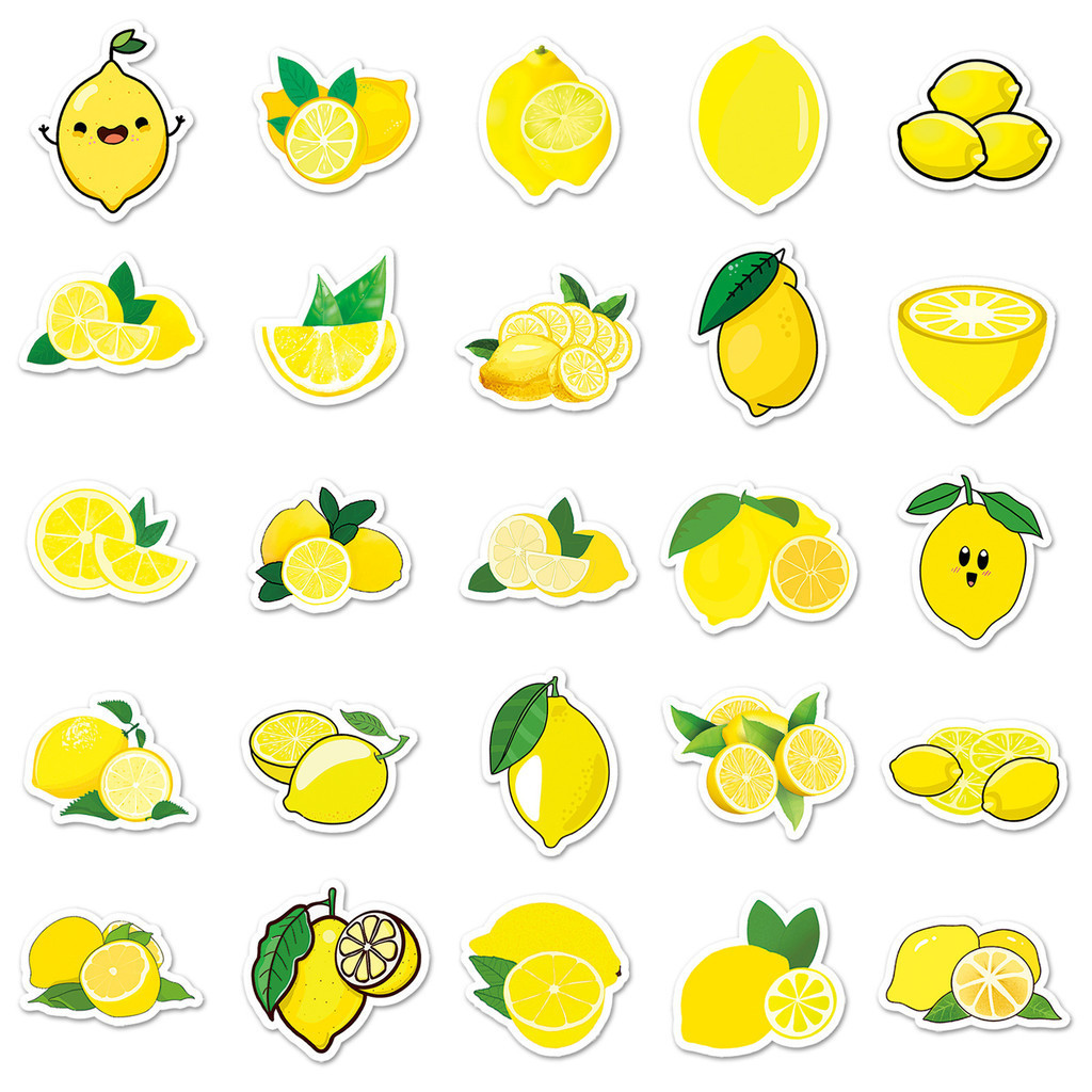 🎭พร้อมส่ง🎭 50ชิ้น สติกเกอร์ ผลไม้มะนาว เลม่อน โทนเหลือง Lemon Lime Fruit Yellow Tone Sticker - รูปที่ 7