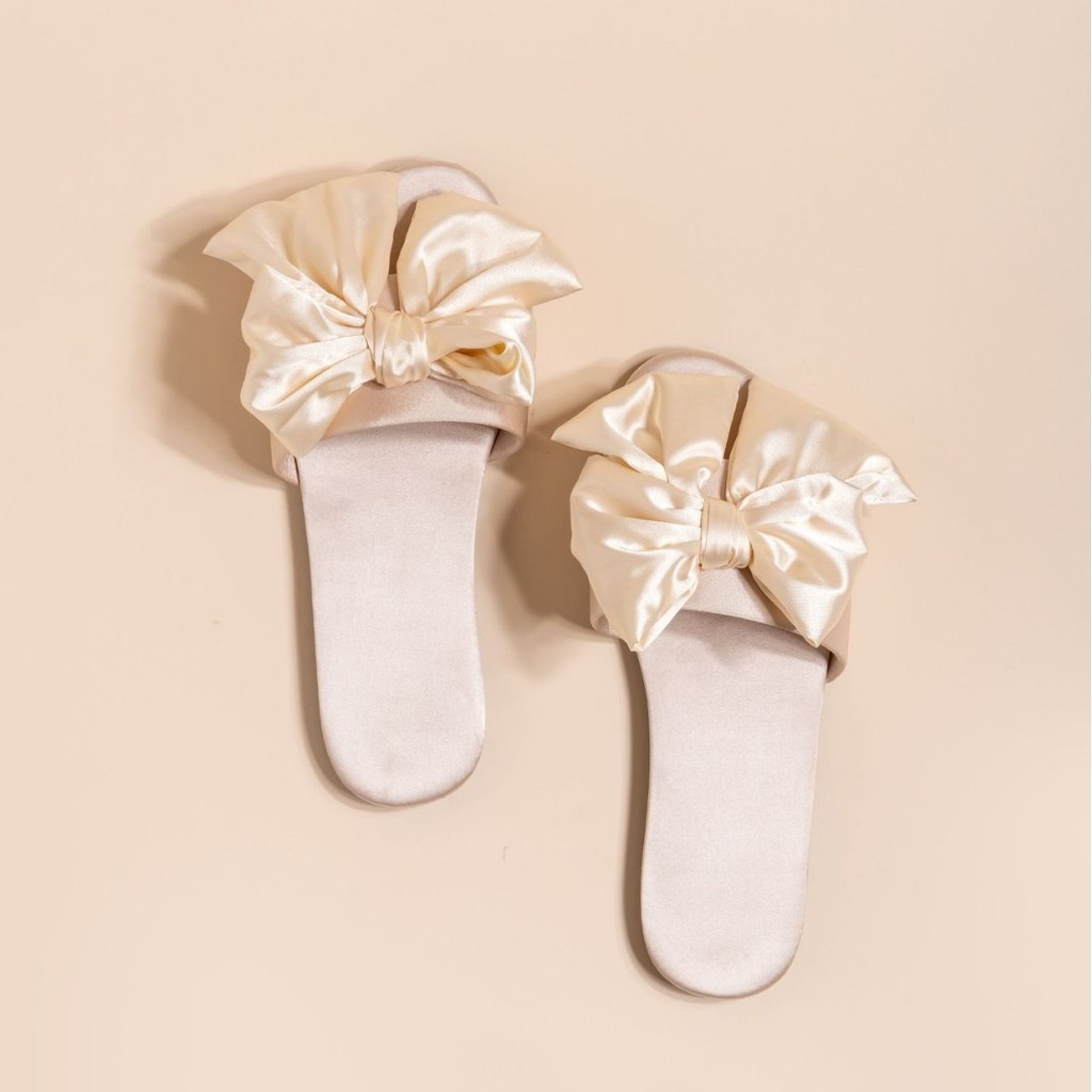 สไตล์ใหม่บ้านสุภาพสตรีรองเท้าแตะ High-End Bowknot งานแต่งงานเทศกาล Sli