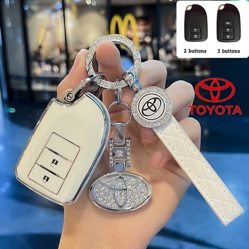 ฝาครอบกุญแจโตโยต้าทัปสําหรับ2/3ปุ่ม วีออส/ยาริส2014/ยาริส-5ประตูเคสกุญแจรีโมทอุปกรณ์เสริมในรถยนต์