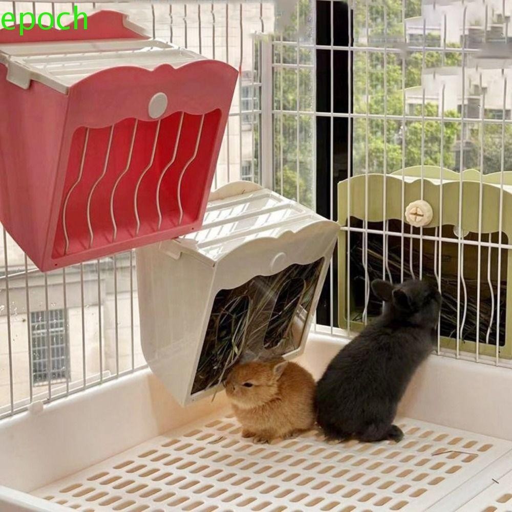 Epoch ชั้นวางหญ้าและตะกร้าหญ้าพลาสติกแขวน ความจุใหญ่ สําหรับกระต่าย Ferret Chinchillas