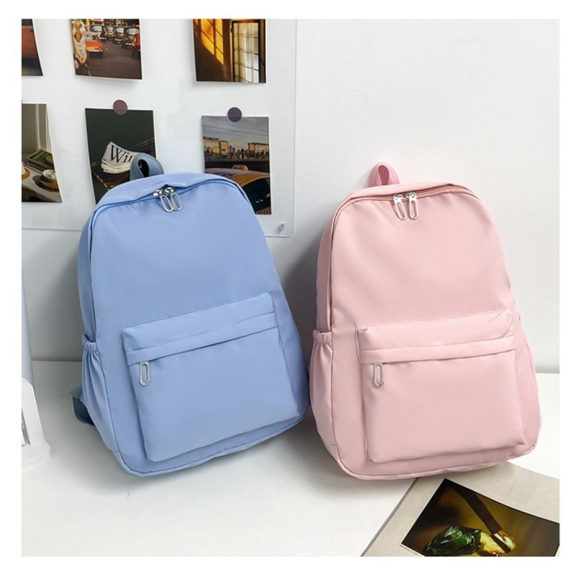 สีทึบเรียบง่ายระบายอากาศกันน้ำน้ำหนักเบาความจุขนาดใหญ่สำหรับนักเรียนสบาย ๆ สีทึบกระเป๋าสะพายคู่