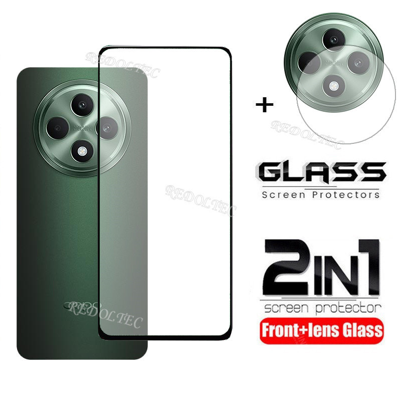 OPPO Reno 12F 5G ฟิล์มกระจกนิรภัย 2in1 กันหน้าจอและเลนส์กล้อง พร้อมคลุมเต็มขอบ รุ่น Reno12F Reno12 F Reno 12 F