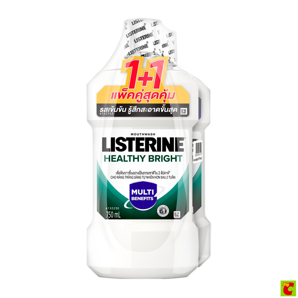 ลิสเตอรีน เฮลตี้ ไบรท์ น้ำยาบ้วนปากเพื่อฟันขาวอย่างเป็นธรรมชาติ 750 มล. แพ็คคู่