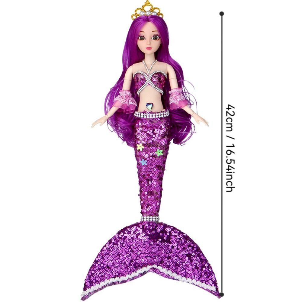 ความนุ่มนวล ตุ๊กตานางเงือก 42 ซม., สวยหลายข้อต่อที่สามารถเคลื่อนย้ายตุ๊กตาเจ้าหญิง, ประณีตกับม้าน้ํา, ไม้กายสิทธิ์ชุดของขวัญตาของขวัญวันเกิดเด็ - รูปที่ 2