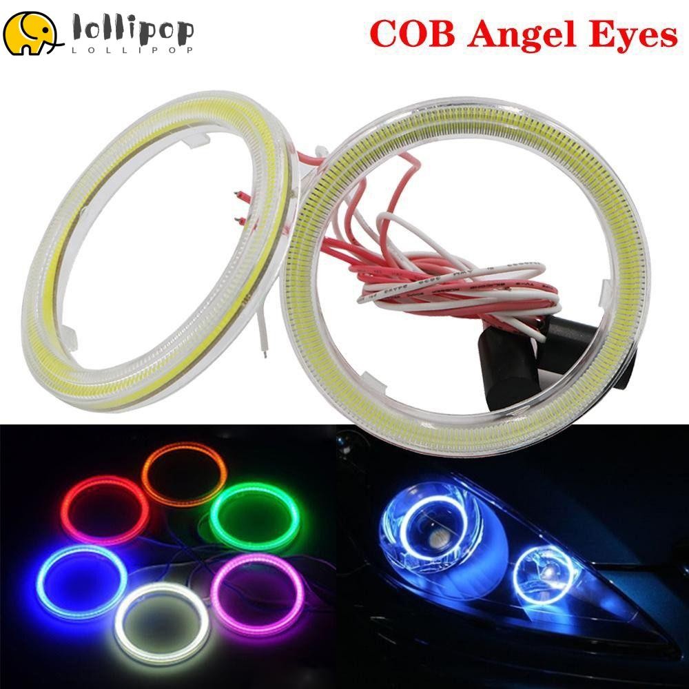 Lollipo1 1 ชิ้น Angel Eyes หลอดไฟ, ไฟตกแต่งรถจักรยานยนต์รถ COB LED ไฟหน้า, จัดแต่งทรงผม DC 12 โวลต์ไฟวิ่งกลางวัน DRL หมอก Halo แหวนโคมไฟ