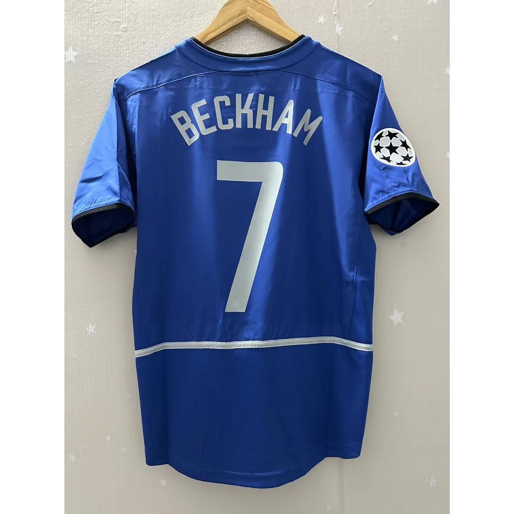 02-03 MUN Third BECKHAM V.NISTELROOY GIGGS คุณภาพสูง Retro Football Jersey แฟนที่กําหนดเองเสื้อยืด