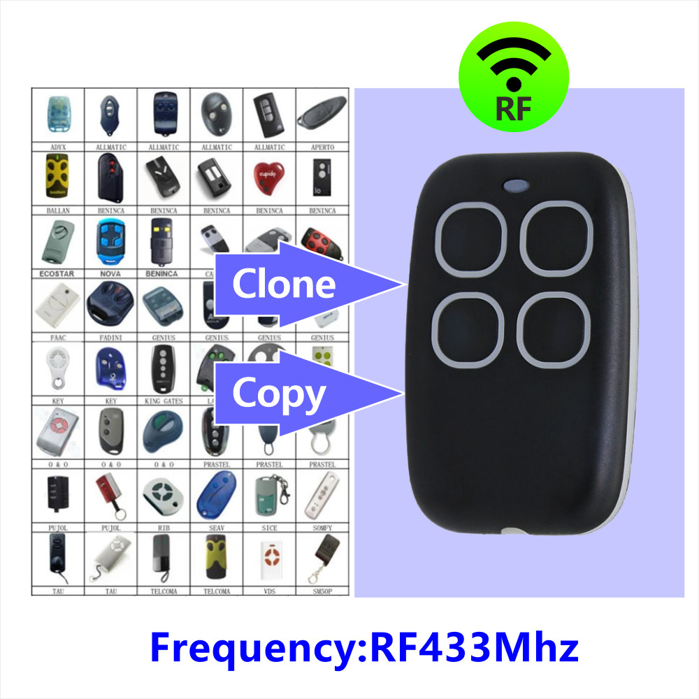 433mhz Universal Copy รีโมทคอนโทรล Clone ฟังก์ชั่น RF เครื่องส่งสัญญาณ Auto Cloning Duplicator สําหรับโรงรถประตู CAME Nice Remotes