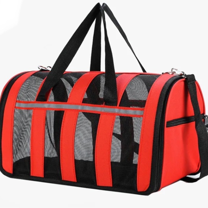 กระเป๋าใส่กรงสัตว์เลี้ยงแบบพกพาขนาดกลางสําหรับสุนัขและแมวสัตว์เลี้ยงสัตว์เลี้ยงตาข่ายพับได้ระบายอากา