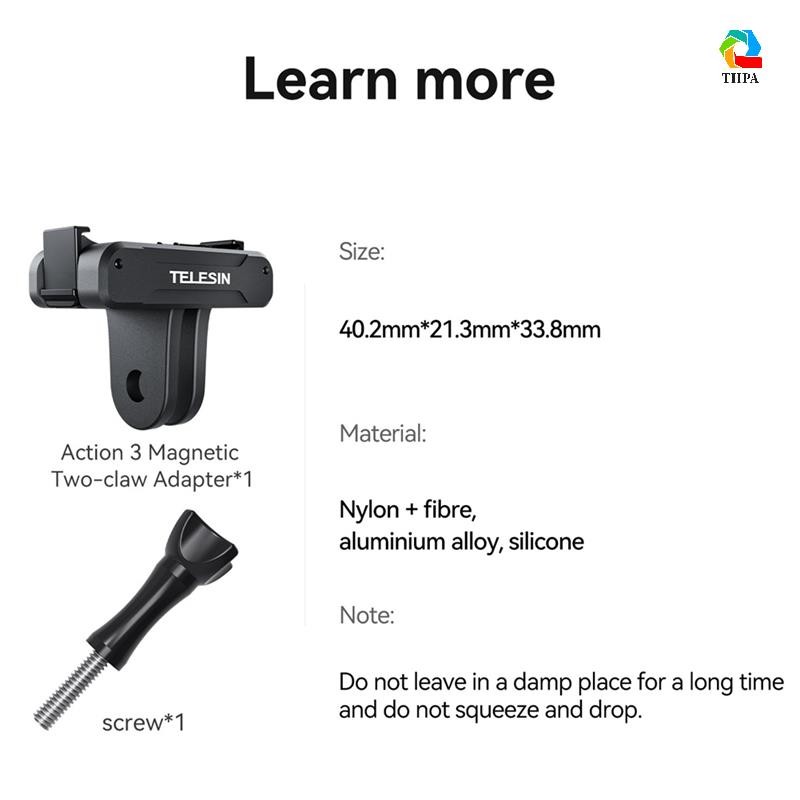 Telesin อะแดปเตอร์กล้องแอคชั่นแคมเมราสําหรับอุปกรณ์เสริม DJI OSMO Action 3 paudnef.th