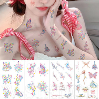 สติ๊กเกอร์รอยสักสี 1/2 แผ่น - รูปลอกรอยสักปลอมสด - สําหรับหน…