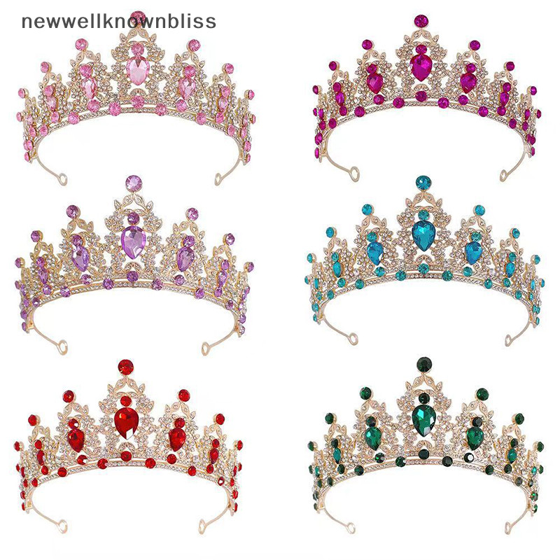 Newwellknownbliss Elegant คริสตัลเจ้าหญิงมงกุฎอุปกรณ์เสริมผม Tiara สําหรับผู้หญิง Rhinestone งานแต่งงานเจ้าสาวมงกุฎใหม่เครื่องประดับ CCD