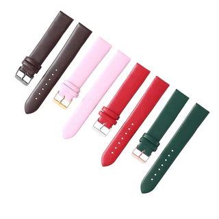 สายนาฬิกาหนังแท้ 8/10/12/14/16/18/20/22 มม. Ultrathin แบนเปลี่ยนสายนุ่มสร้อยข้อมือข้อมือกันน้ํา