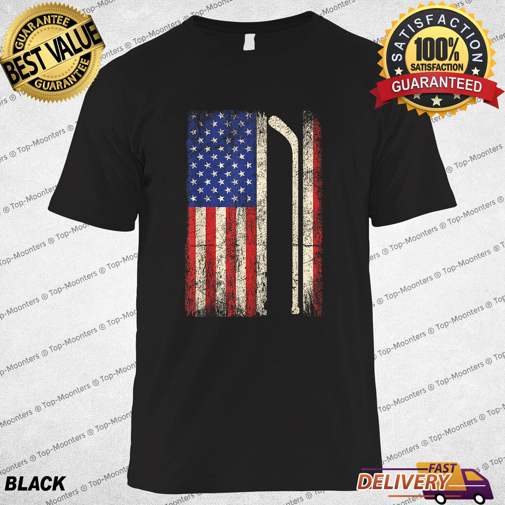 Hockey Flag Hockey Stick Ice Hockey Dad Men T-Shirt, Sport Lover