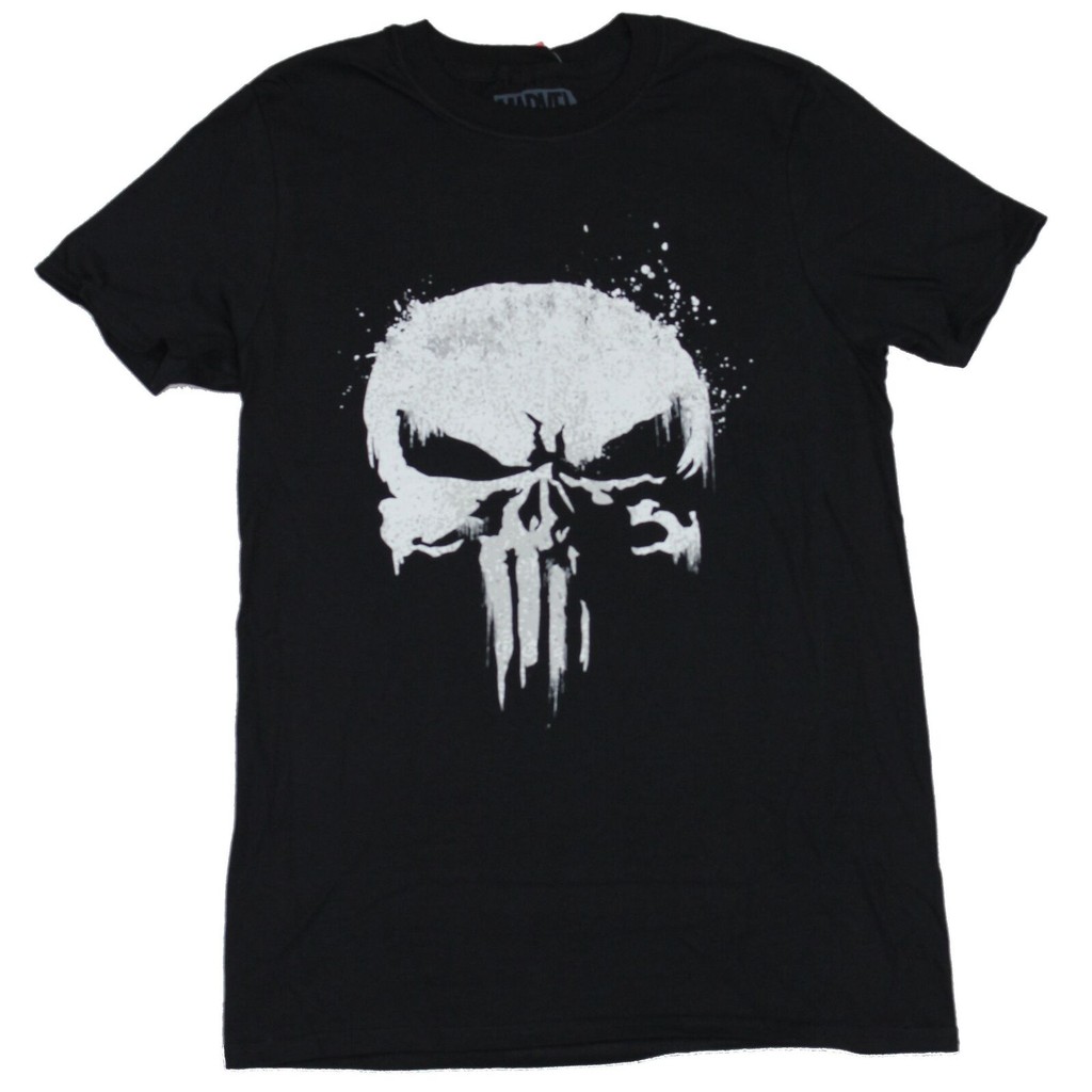 The Punisher Marvel Adult New T-Shirt -Shavy Skull Classic Logo