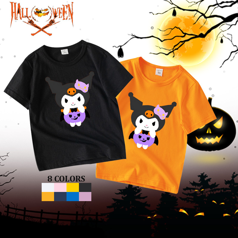 เสื้อยืดแขนสั้นผ้าฝ้ายสําหรับเด็ก Kuromi Halloween 8 สีTee สําหรับเด็กชายและเด็กหญิง WHS001