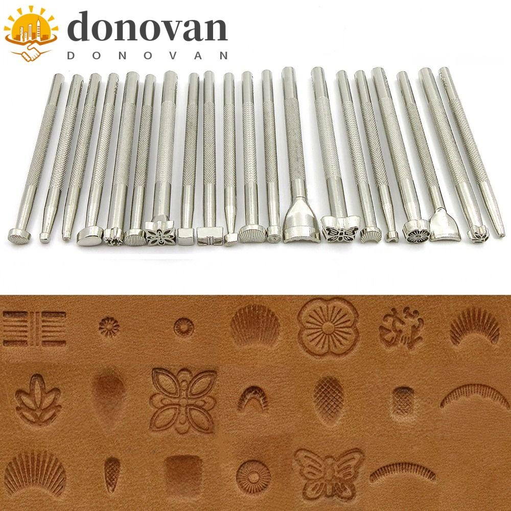 Donvan 20 ชิ้นพิมพ์หนังแสตมป์, Leathercraft หลายรูปแบบหนังลายนูนเครื่องมือ,ดอกไม้แกะสลักทําด้วยมือ DIY แกะสลักเครื่องมือมือทํางาน