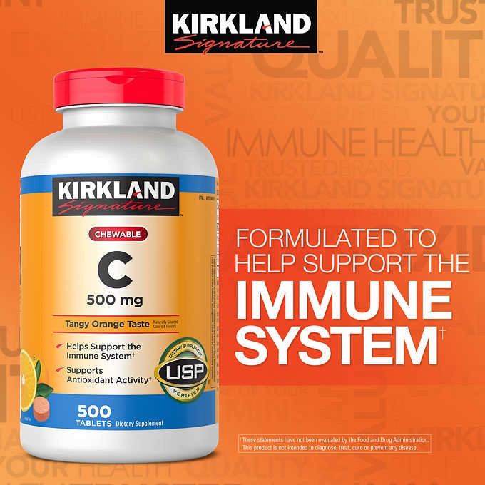 Kirkland Signature Chewable Vitamin C 500 mg 500 Tablets.