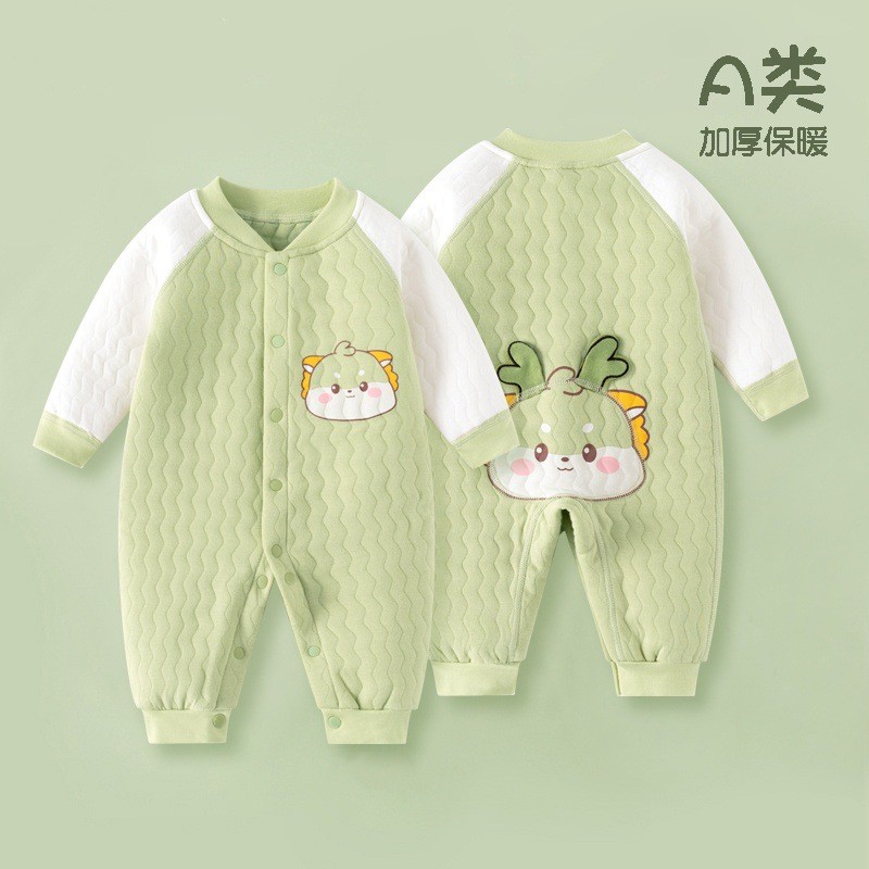จั๊มสูทเด็ก Quilted Warm Baby Bodysuit ผ้าฝ้ายแท้หนาชุดบอดี้สูทเด็กทารก Class a เด็กทารกเด็กหนา