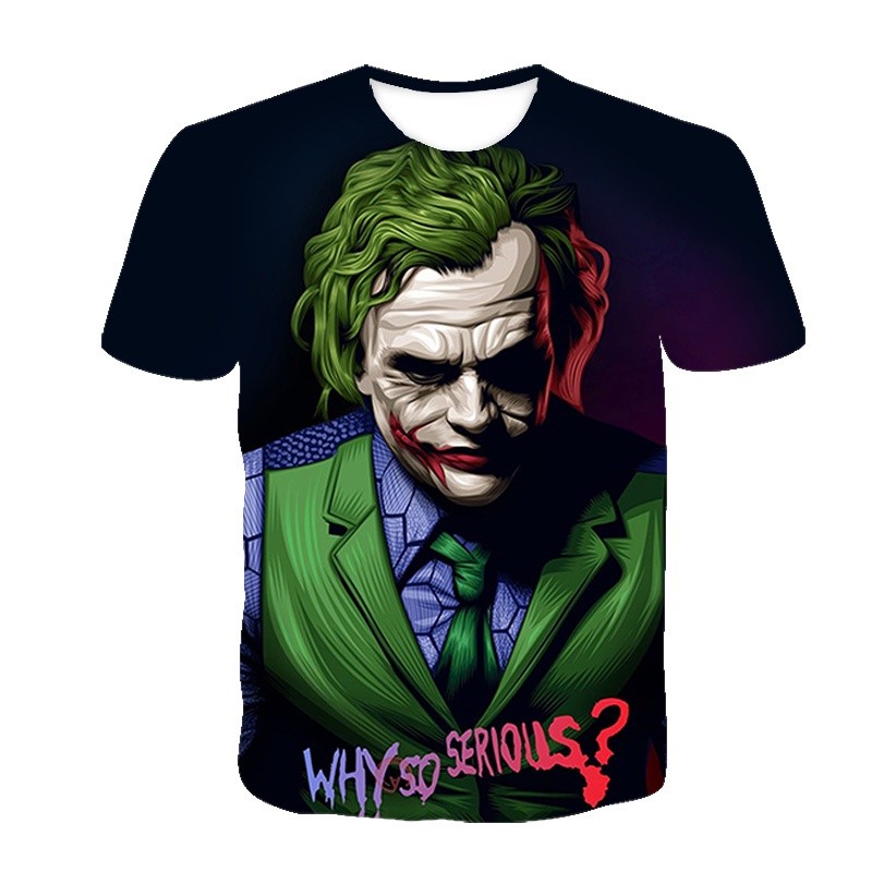 เสื้อเชิ้ตแขนสั้น Joker สําหรับผู้ชาย 3D พิมพ์ Joker Face