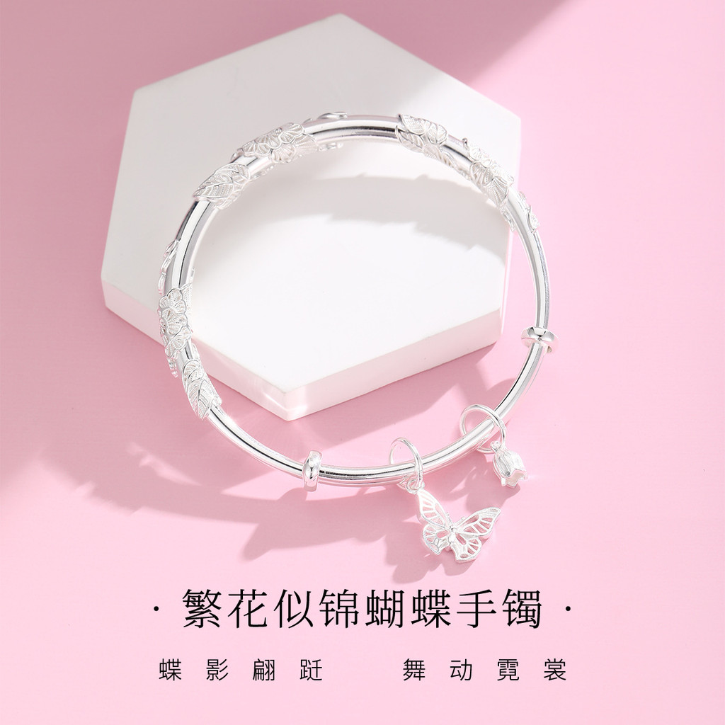 JF ดอกไม้ Blooming สร้อยข้อมือ S999 เงินสเตอร์ลิงไม่ง่ายที่จะจางหาย Niche Design หญิงเครื่องประดับขอ