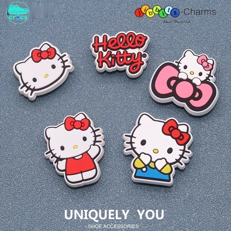 Jibbicz จระเข้ Charm น่ารักการ์ตูน Hello Kitty Series รองเท้าแตะ DIY สติกเกอร์รองเท้าตกแต่งหัวเข็มขัดจระเข้อุปกรณ์เสริมรองเท้า