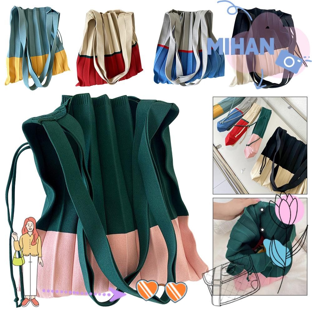 Mh โครเชต์ Tote Bag, จีบกระเป๋าสะพายความจุขนาดใหญ่, Retro Reusable Braid Casual Eco พับกระเป๋าช้อปปิ้งผู้หญิง