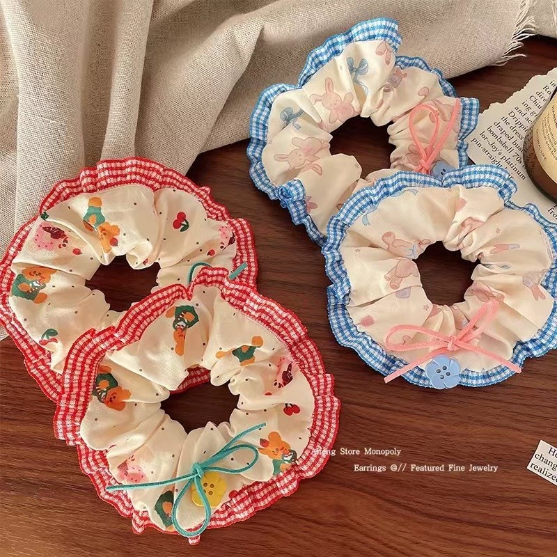 ที่คาดผมโบว์เชอร์รี่หมีน่ารักเชือกผมฤดูร้อนหวานสําหรับผู้หญิง