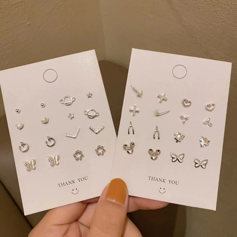 ส่งสุ่ม S925 ต่างหูชุบเงินหู Studs PIercing เครื่องประดับอุปกรณ์เสริม