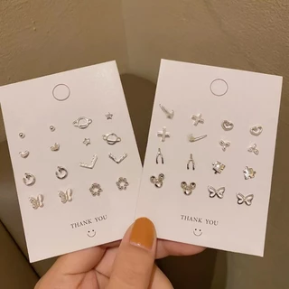 ส่งสุ่ม S925 ต่างหูชุบเงินหู Studs PIercing เครื่องประดับอุปกรณ์เสริม