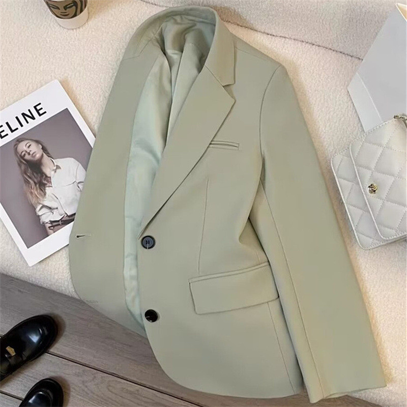Green loose suit, women's casual coat, women's 2024 spring and autumn new style, Korean style, small man