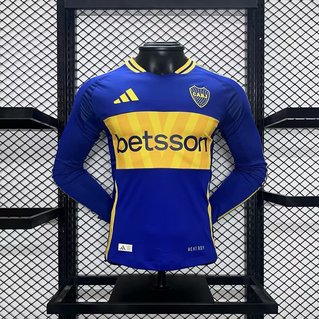 Player version 2425 Boca home football เสื้อฟุตบอลแขนยาวด้านบน AAA+